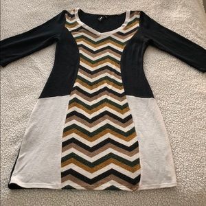 Izabel London Color Block Chevron Print Dress